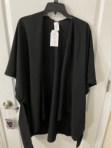 NWT Time And Tru Black Open Front Cardigan Shawl Wrap Black Polyester One Size - Picture 1 of 6