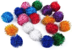 20er Pack 2 Zoll Katze Glitzerbälle für Katzen große Größe, Glitzerbommel Fuzzy C - Bild 1 von 7