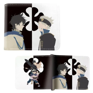Black Clover - schwarz-weiß Kleeblatt 4,5" aufklappbare Geldbörse NEU Burakku Kuroba - Bild 1 von 2