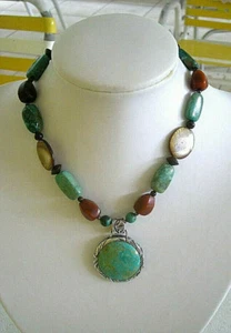 Neu mit Etikett Barse echt Arizona Türkis und mehrere Steine Anhänger Halskette Silber SELTEN - Bild 1 von 7