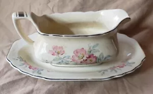 Vintage Lido W. S. George Canarytone Rose Floral Sauciere und Unterteller - Bild 1 von 4