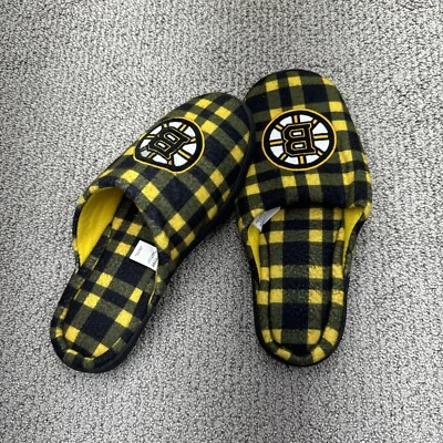Boston Bruins Slippers Black & Yellow Check Size 11-12￼ - Image 1 of 4