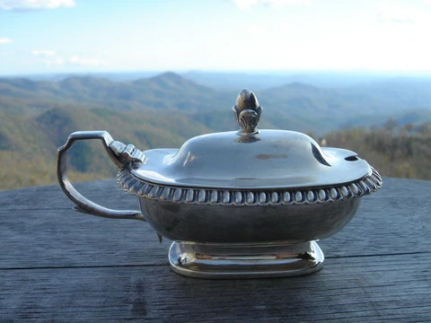 English Sterling Silver Mustard Pot Very Rare William & Rebbecca Emes 1808 Cover