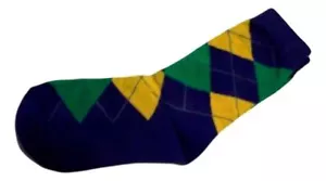 Karneval lila grün gold Argyle Kinder Crew Socken Einheitsgröße - Bild 1 von 1