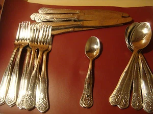 Royal Doulton PLATINUM ELEGANCE stainless flatware lot 23 pcs fork spoon knife - Picture 1 of 6