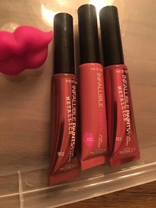 3x L'Oreal Paris Infallible Paints Lips Metallic Liquid 336,312 & 332 - Picture 1 of 3