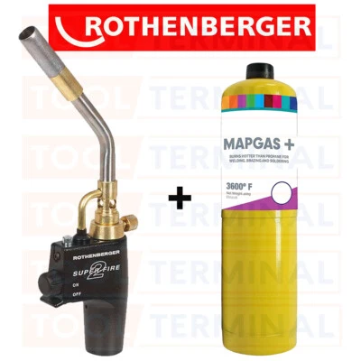 Rothenberger Super Fire 2 Blow Torch Brazing Soldering + Mapp Map Gas - Image 1 of 3