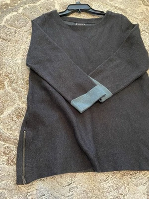 Suéter Nanette Lepore Mujer Mezcla Lana Gris Túnica Cremallera Clásico Preppy Pequeño Foto 1 de 4