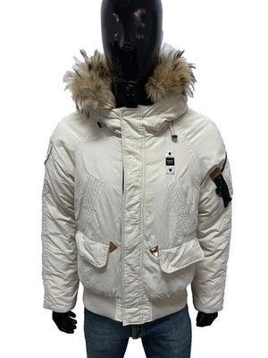 Piumino Uomo Blauer USA Avorio Taglia L / 50 Originale Piuma d’Oca Pelliccia - Imagem 1 de 4