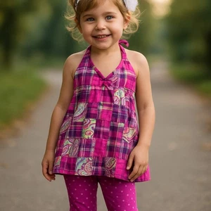 Kelly's Kids Halter Top Size 5 6 Pink Patchwork Madras Plaid Purple Dress - Picture 1 of 6