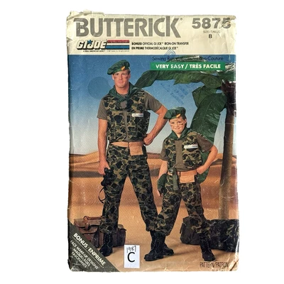 Vtg 80s Boys GI Joe Butterick 5875 Sewing Pattern Halloween Costume Army *READ* - Image 1 of 4