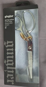 NEW GINGHER 8” GOLD CLASP SPRING ACTION KNIFE EDGE DRESSMAKERS SHEARS - Picture 1 of 4