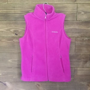 Columbia Women's Full Zip Vest Fleece Solid Pockets Polyester Fuchsia Size S - Picture 1 of 7