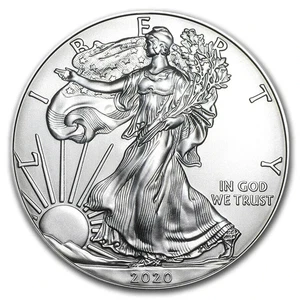 2020 $1 American Silver Eagle 1 oz BU Intact Uncirculated - Picture 1 of 2