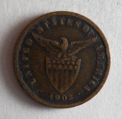 1903 PHILIPPINES 1/2 CENTAVOS - RARE EARLY DATE Excellent Coin - Lot D3 - Image 1 of 2