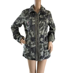 ASHLEY BY 26 INTERNATIONAL OUTERWARE Camo Jacket Embroidered Floral Size L - Picture 1 of 6