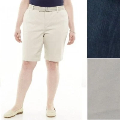 Pantalones Cortos Mujer Gloria Vanderbilt Bermudas con Cinturón Talla 24W NUEVO Foto 1 de 4