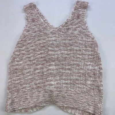 CATO Crocheted/ Knitted Women’s Tank Size L Pink & White Ribbed Back - Imagem 1 de 4