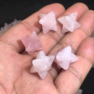 5 Stück Natürlicher Rosenquarz Mini Merkaba Sternquarz Kristall Totenkopf Reiki Heilung - Bild 1 von 7