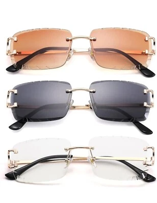 Gafas de sol sin marco para hombre cuadradas clásicas estilo retro al aire libre hip hop migos transparentes Foto 1 de 4