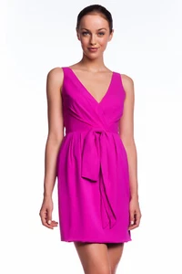 Jill Stuart 460488 Dress Hot Bright Pink Mini V Neckline Mini Fuchsia Magenta - Picture 1 of 6