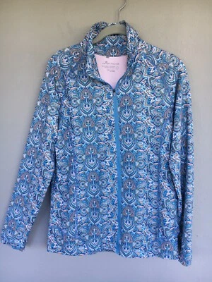 Peter Millar Jacket Women L Tamara Paisley Zip Up Mock Neck Golf Sporty Resort - Image 1 of 4