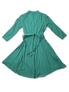 Vintage Popeline Midikleid Damen S/M grün gekerbt Schlüssellochausschnitt - Bild 1 von 11