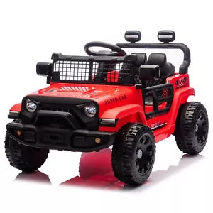 12V Kids Ride On Truck 6 Wheels Electric Jeep Car Toy with Remote Control Red - Picture 1 of 22