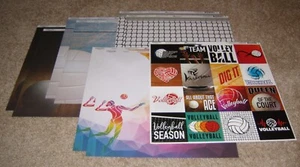 Reminisce Design 12x12 Dbl. Sided Scrapbk. Paper Lot of 8 w/Sticker ~ Volleyball - Picture 1 of 6