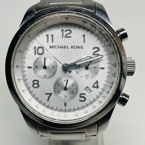 Michael Kors Watch Women 43mm Blair Chrono Silver Tone MK5459 New Battery 6.5" - Picture 1 of 10