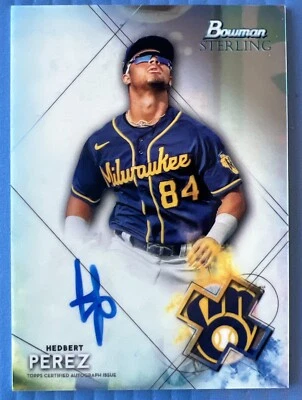 2021 Bowman Sterling Hedbert Perez Auto #BSPA-HP Milwaukee Brewers - Image 1 of 2