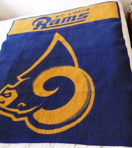 BIEDERLACK ST LOUIS RAMS Blanket Throw NFL Football Fleece Acrylic 54x47" VTG Cover