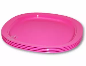 1 Juego de 4 Platos de Postre Tupperware Cuadrados 7.75" Almuerzo Rosa Opaco Reutilizables - Imagen 1 de 2