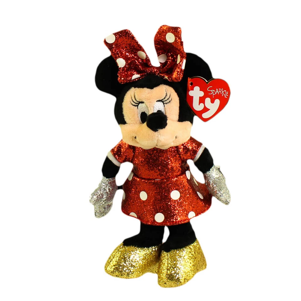 TY Beanie Baby - Disney Sparkle - MINNIE MOUSE (Sparkle - Red) (6 inch) - MWMTs - Image 1 of 1