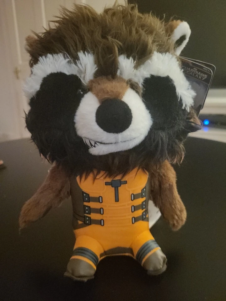 Marvel Guardians of the Galaxy 9" Talking Rocket Raccoon Plush Toy 4 Phrases - Image 1 of 4