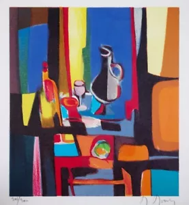 Abstract French Art Still Life Color Lithograph Marcel Mouly Signed Limited Ed. - Picture 1 of 9