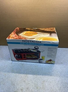 Nostalgia 3-in-1 Breakfast Station - Includes Coffee Maker, Non-Stick Red DORM - Picture 1 of 6