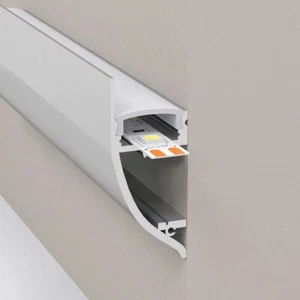 1 METRE EXTRUDED ALUMINIUM LED TAPE CURVED PROFILE DADO RAIL CLIP-IN DIFFUSER - Picture 1 of 8