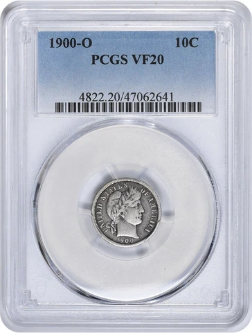 1900-O Barber Silver Dime VF20 PCGS Cover