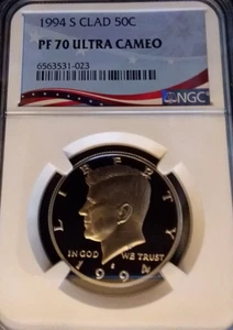 1994-S CLAD NGC PF 70 ULTRA CAMEO KENNEDY HALF ** TOP POP PERFECT UCAM PROOF ** - Picture 1 of 2