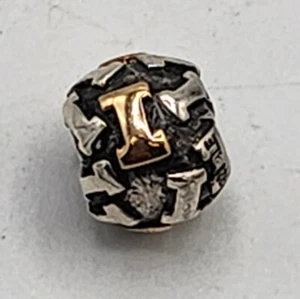Pandora Sterling Silber 925 14k zweifarbiger Buchstabe "I" Bead/Charm - Bild 1 von 2
