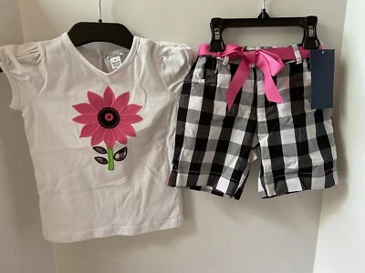 Новый Hartstrings девочек два изделия шорты комплект розовый белый черный размер 5 - Изображение 1 из 4