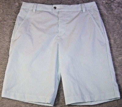 Puma Shorts Men's Stretch Seersucker Lightweight White Green Stripe Golf 34X10.5 - Image 1 of 4
