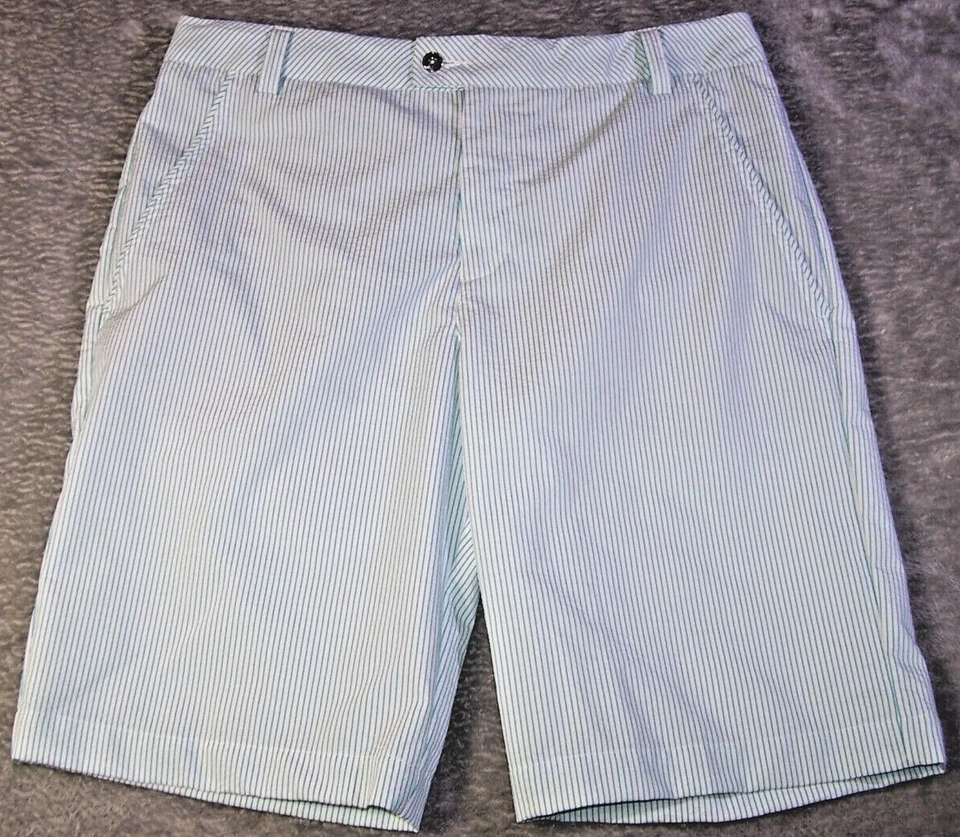 Puma Shorts Men's Stretch Seersucker Lightweight White Green Stripe Golf 34X10.5 - Image 1 of 4
