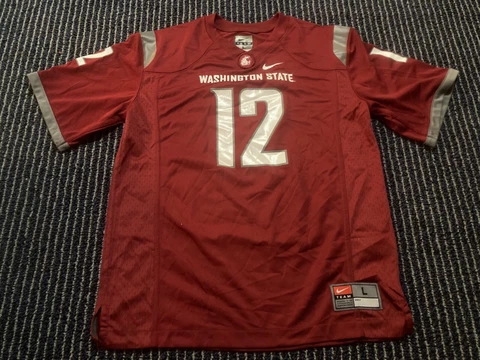 Washington State Cougars Youth Kids Red White #12 Football Jersey Cover