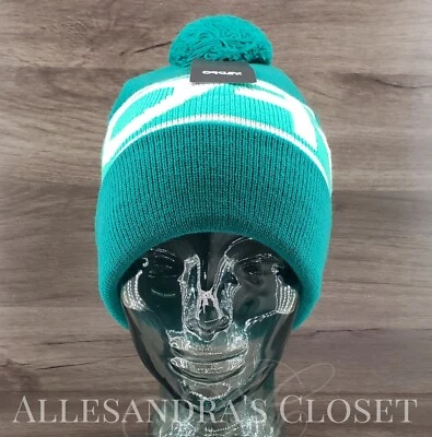 Chapéu Oakley gorro masculino lago verde adulto punho de fábrica pom logotipo inverno ao ar livre - Imagem 1 de 4