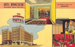 Postkarte MN: Hotel Minnesotan, Minneapolis, Minnesota, 40er, Multiview, Leinen - Bild 1 von 2