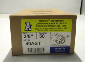 NEW BOX OF 50 ARLINGTON 40AST 3/8" SNAP 2 IT CONNECTOR INSULATED THROAT - Picture 1 of 3