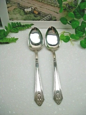 2 cucharas para servir sólidas International Silver Winthrop DREXEL 1929 Foto 1 de 4