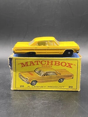 Lesney Matchbox #20c Chevy Impala Taxi Cab w Original Box Vintage Toy Car VTG - Image 1 of 4